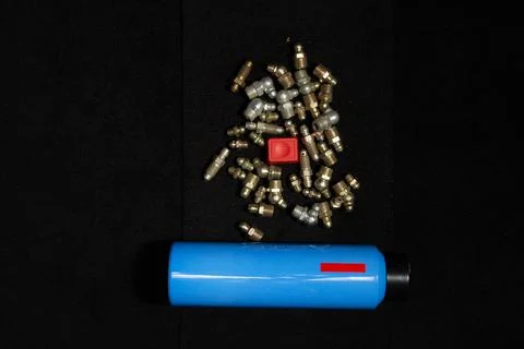 Elements of various objects and metal products for design solutions, close-up Stock Photos