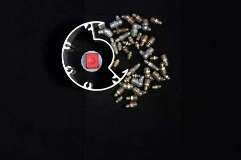 Elements of various objects and metal products for design solutions, close-up Stock Photos