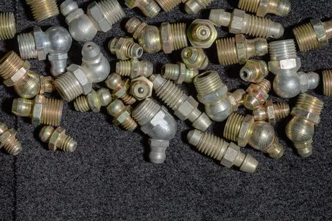 Elements of various objects and metal products for design solutions, close-up Stock Photos