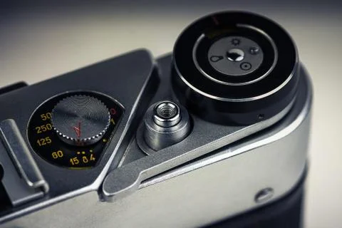 Elements of a vintage close-up camera Stock Photos