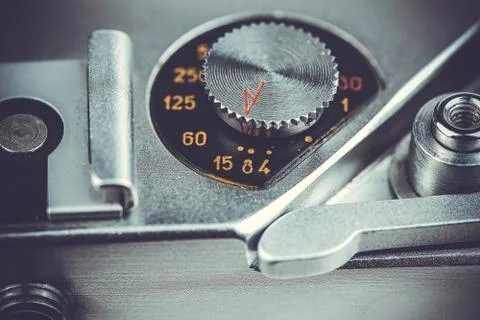 Elements of a vintage close-up camera Stock Photos