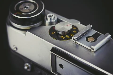 Elements of a vintage close-up camera Foto stock