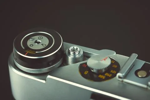 Elements of a vintage close-up camera Stock Photos