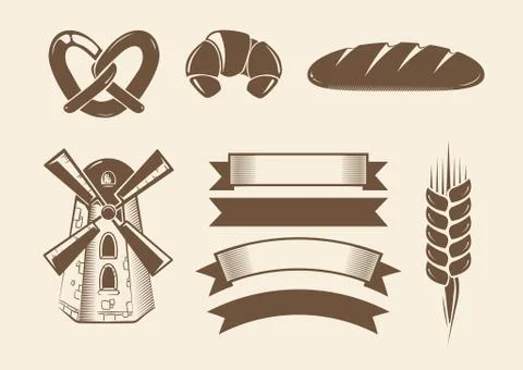 Elements for vintage vector bakery logotypes logos badges labels and emblems Stockillustratie