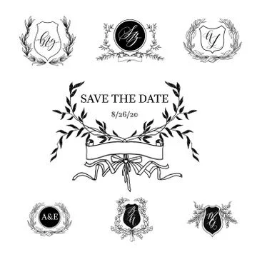 Elements of wedding stationery Stock Illustration