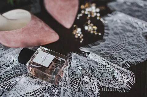 Elements of the wedding wardrobe of the bride and groom before the w Stock Photos