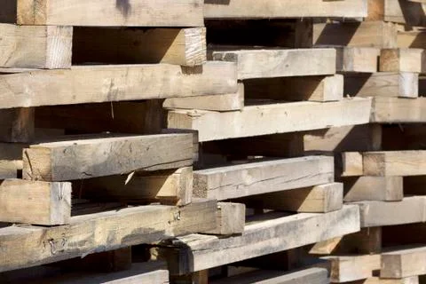 Elements of wooden pallets for loading and unloading cargo Stock-Fotos