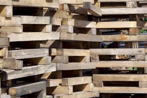 Elements of wooden pallets for loading and unloading cargo 写真素材
