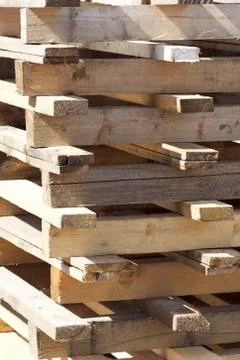 Elements of wooden pallets for loading and unloading cargo Stock-Fotos