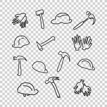 ElementsLaborDayWorkGlovesHammerHelmet Stock Illustration