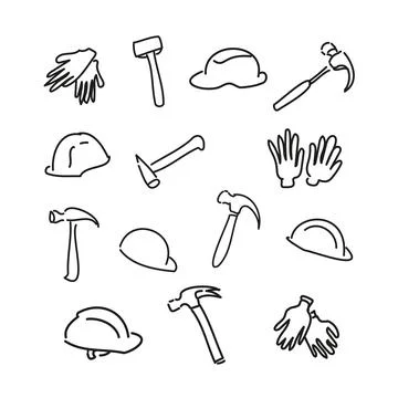 ElementsLaborDayWorkGlovesHammerHelmet Stock Illustration