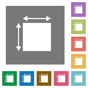 Elemet dimensions square flat icons Stock Illustration