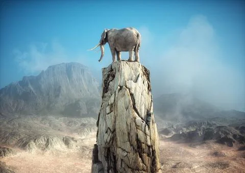 Elephant admiring the landscape. Stock Illustration