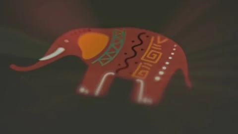 Elephant with African pattern graphic presentation on smartphone Stock Footage 302827193