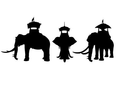 Elephant with ambari Stock Illustration