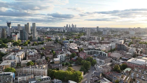 Elephant and Castle Skyline and South London Cityscape Stock Footage 346296428