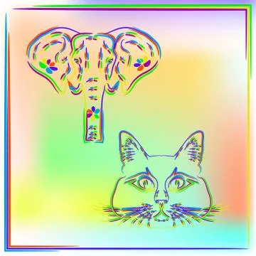 The elephant and the cat. Stock Illustration