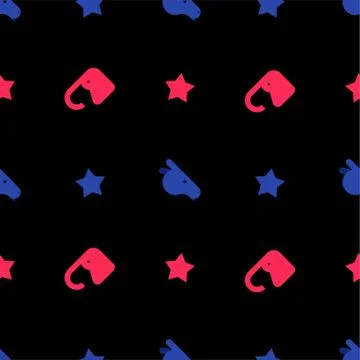 Elephant and Donkey pattern seamless. Democrat and Republican background. Pol Stock Illustration