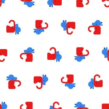 Elephant and Donkey pattern seamless. Democrat and Republican background. Pol Illustrazione stock