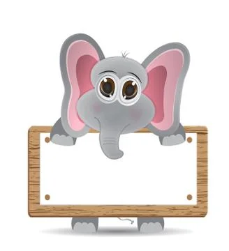 Elephant and text board Stock Illustration