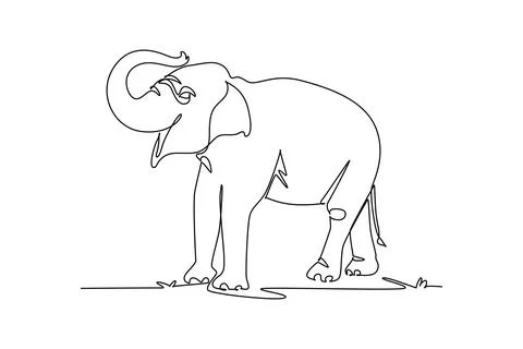 Elephant animal lifting its trunk upright, endangered species conservation Stock Illustration