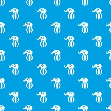 Elephant balancing on a ball pattern seamless blue Illustrazione stock