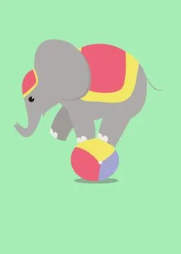 Elephant on the ball Stock Illustration