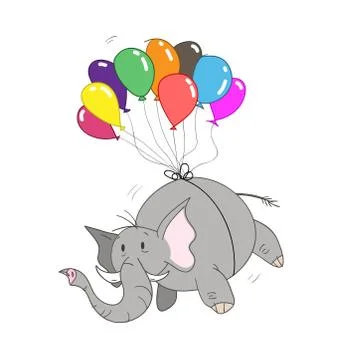 Elephant with Balloons Stock Illustration