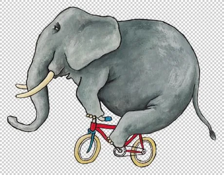 Elephant on a bicycle Stock Illustration