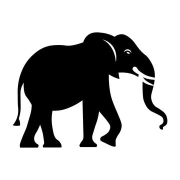 Elephant black vector icon on white background Illustrazione stock