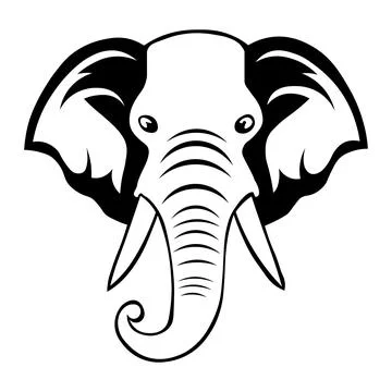 Elephant black vector icon on white background Stock Illustration