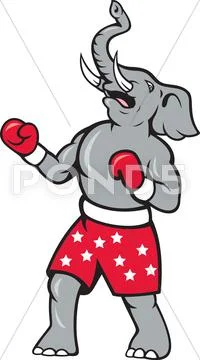 Elephant boxer boxing stance Stock Illustration