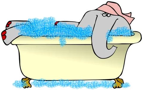 Elephant in a bubble bath Stock Illustration