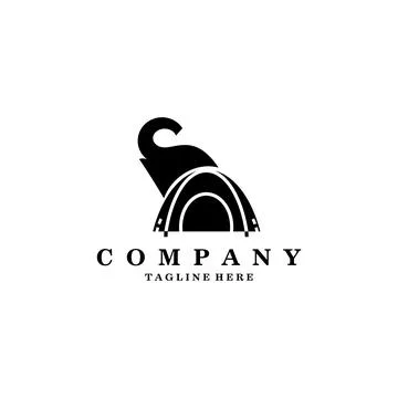 Elephant camp logo design vector Illustrazione stock