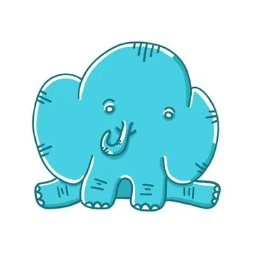 Elephant in cartoon flat style Stock Illustration
