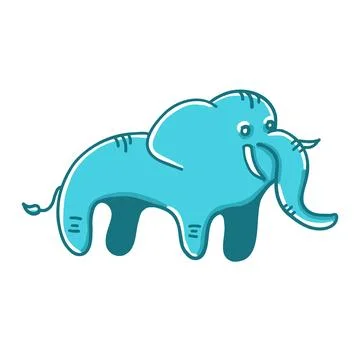 Elephant in cartoon flat style Stock Illustration