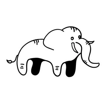 Elephant in cartoon flat style Stock Illustration