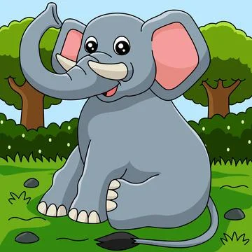 Elephant Cartoon Vector Colored Illustration Stock Illustration