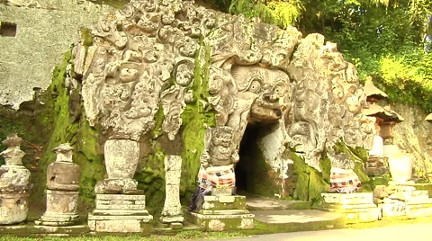 Elephant Cave in the forest in Bali Stock Footage 41379790