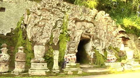 Elephant Cave in the Forest in Bali Stock Footage 41379823