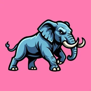 Elephant Character Mascot Logo Vector Template Stock Illustration