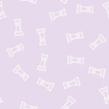 Elephant chess line seamless pattern Stock Illustration