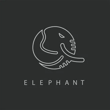 Elephant circle  line logo icon vector concept design template Illustrazione stock