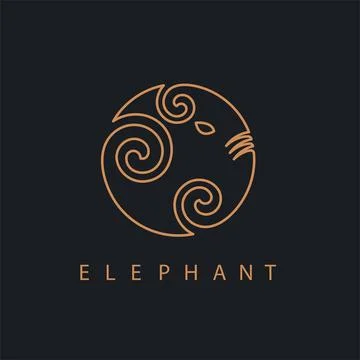 Elephant circle  line logo icon vector concept design template Illustrazione stock