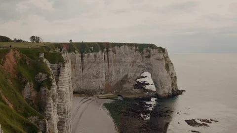 Elephant Cliff in Etretat Commune Stock Footage 299649686