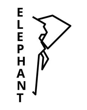 Elephant continuous line art design, Minimalist elephant profile icon, Elepha Ilustración de archivo