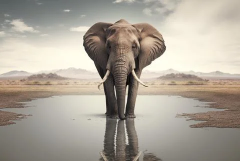 Elephant with copy space background. World wildlife day concept. Stock Illustration