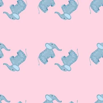 Elephant cute seamless pattern. Background with kids toy. Stock Illustration