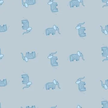 Elephant cute seamless pattern. Background with kids toy. Stock Illustration