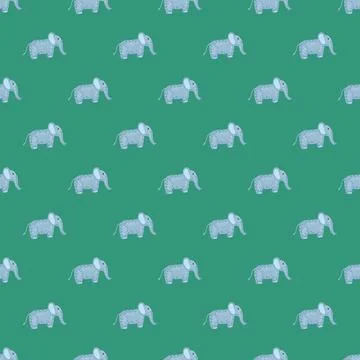 Elephant cute seamless pattern. Background with kids toy. Stock Illustration